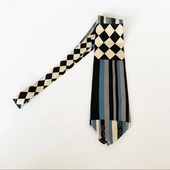Enrico Coveri Vintage Silk‎ Tie Mod MCM Harlequin Men’s Jazz Piano New Orleans - Picture 8 of 8